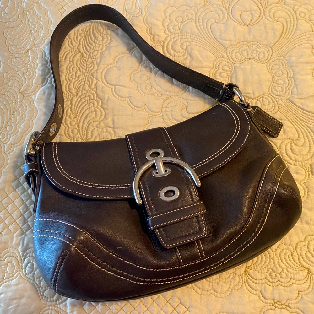 Dark Brown Leather Coach Satchel